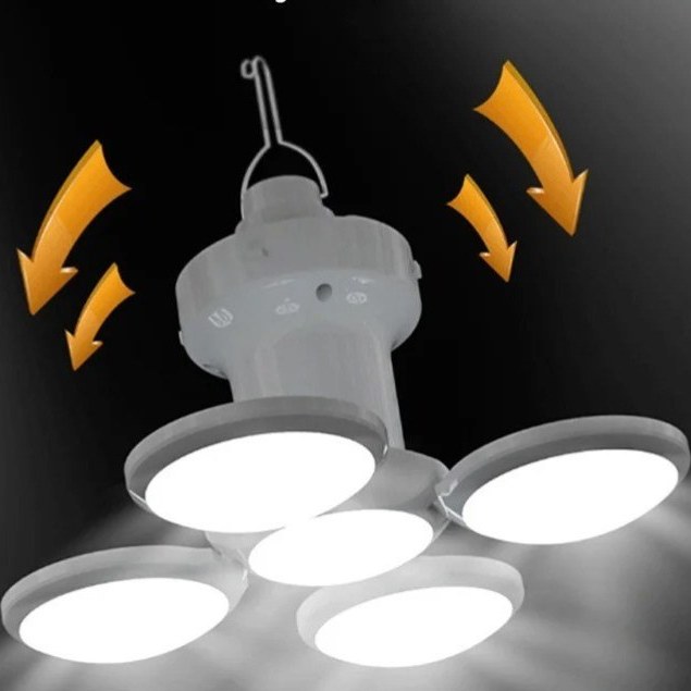 چراغ شارژی خورشیدی ۵ پر مهتابی(تضمین اصل،عمده تماس)